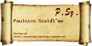 Paulnics Szalóme névjegykártya